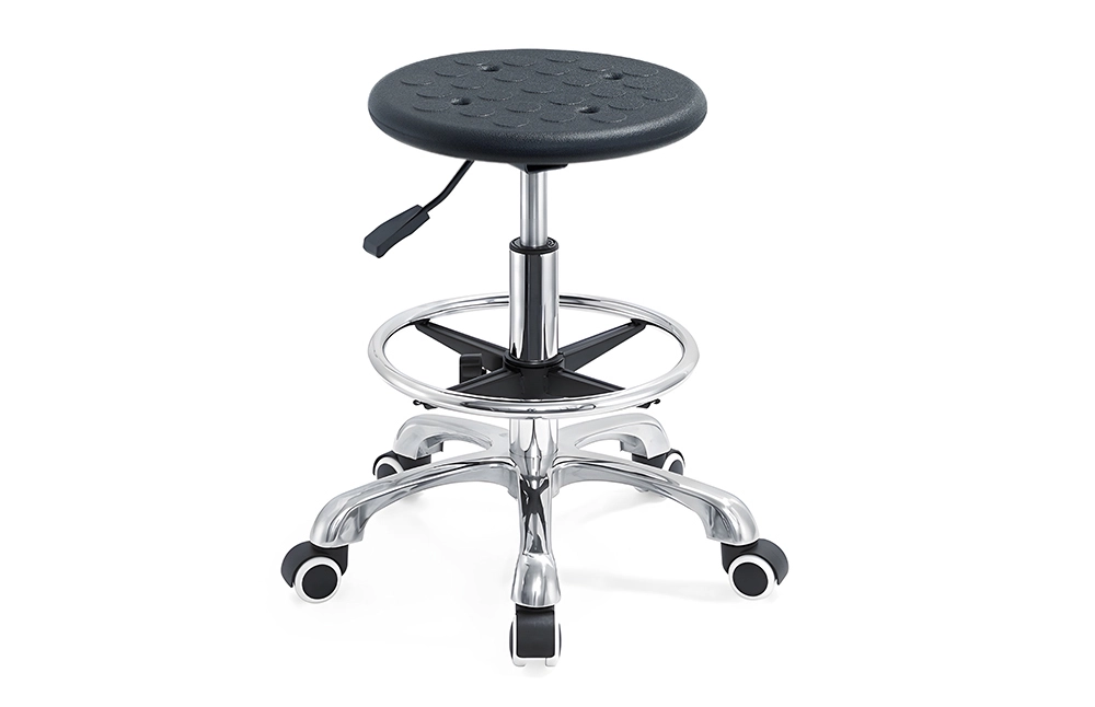 Ergonomic reglabil ESD Round Polyuretan Scaun Laborator cu Stele de Stele din aluminiu IC002 1