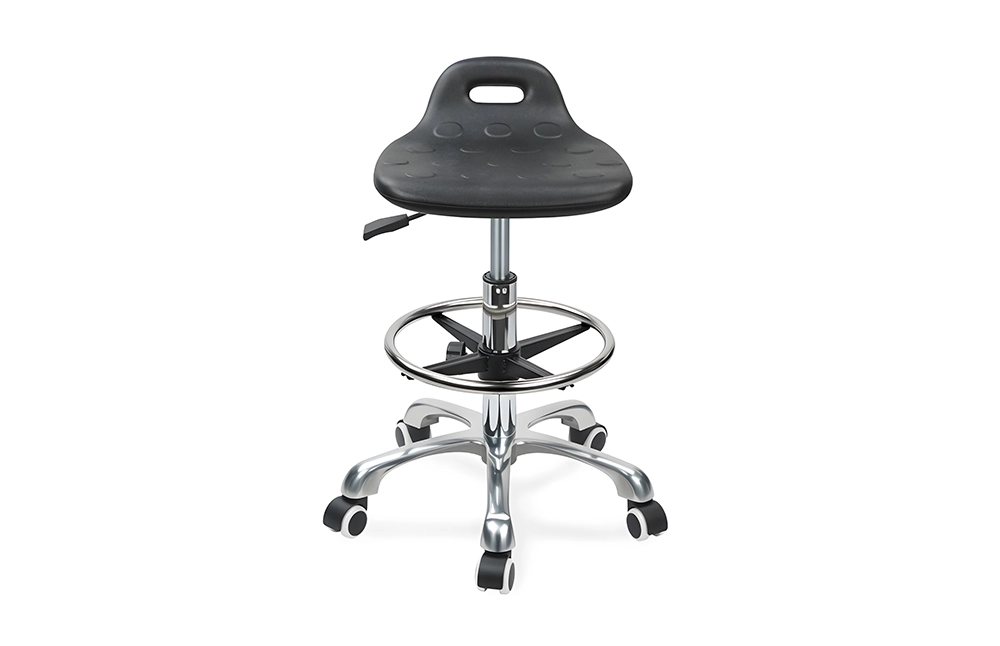 Premium Adjustable Swivel Chair with Handle, Intergal Foam Seat & PU Lab Stool Design Height-Adjustable Foot Ring & Chromed 5-Star Base for Ultimate Comfort 1