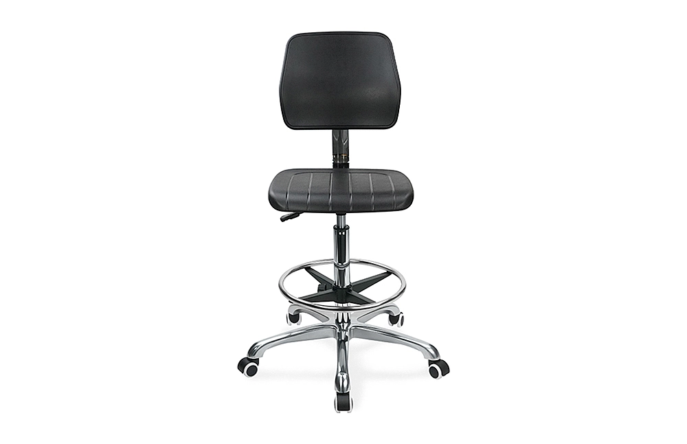IC006 Ergonomic Swivel Chair with Backrest  Intergal Foam Seat & ESD Science Lab Stool Height-Adjustable Foot Ring &Aluminum 5-Star Base for Laboratories & Cleanrooms 1