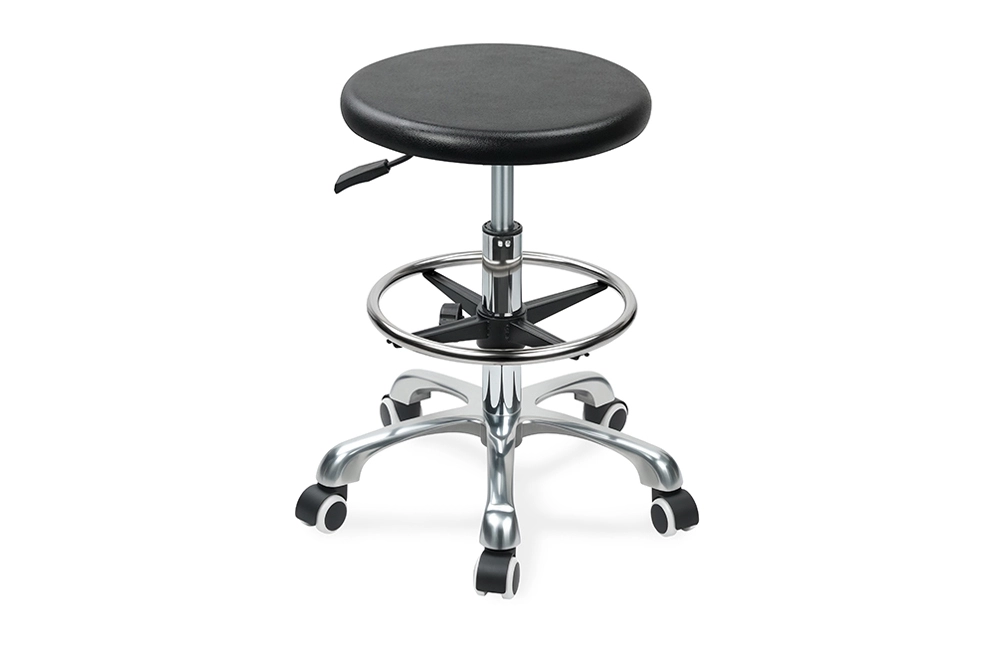 IC015 ESD-Safe PU Lab Stool with Gas Lift & Foot Ring Height Adjustment Aluminum Five-Star Base for Stability for workshop 1