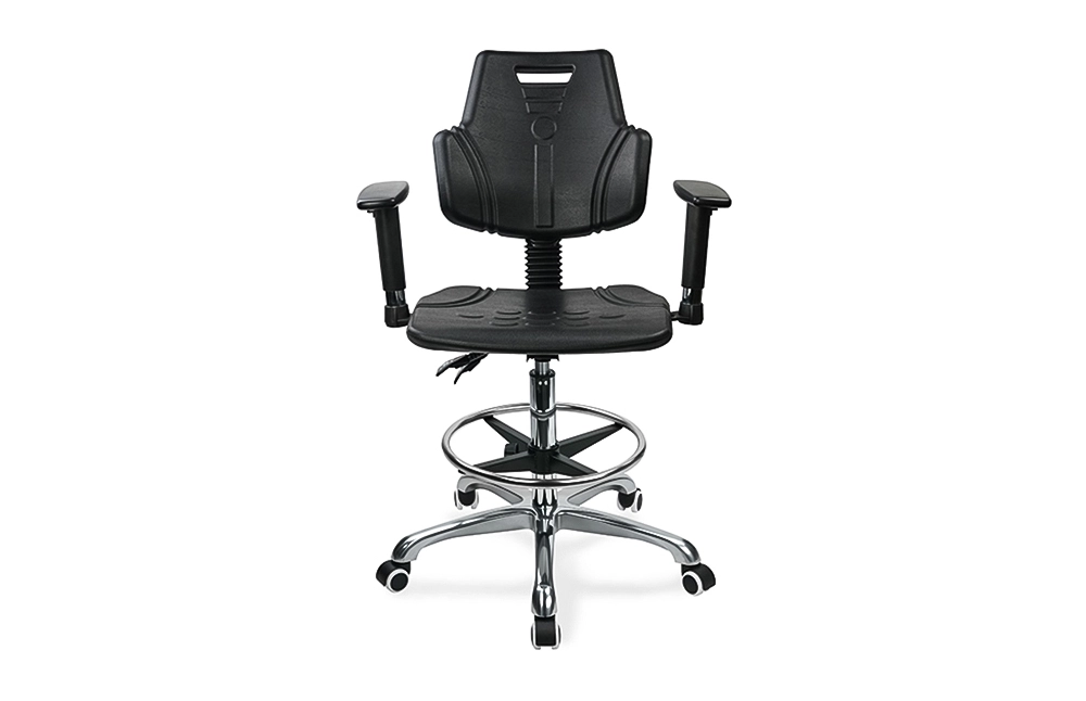 Scaun pivotant ergonomic profesional IC142 cu spătar PU & cotiere inel de picior reglabil & Baza de 5 stele pentru laboratoare 1