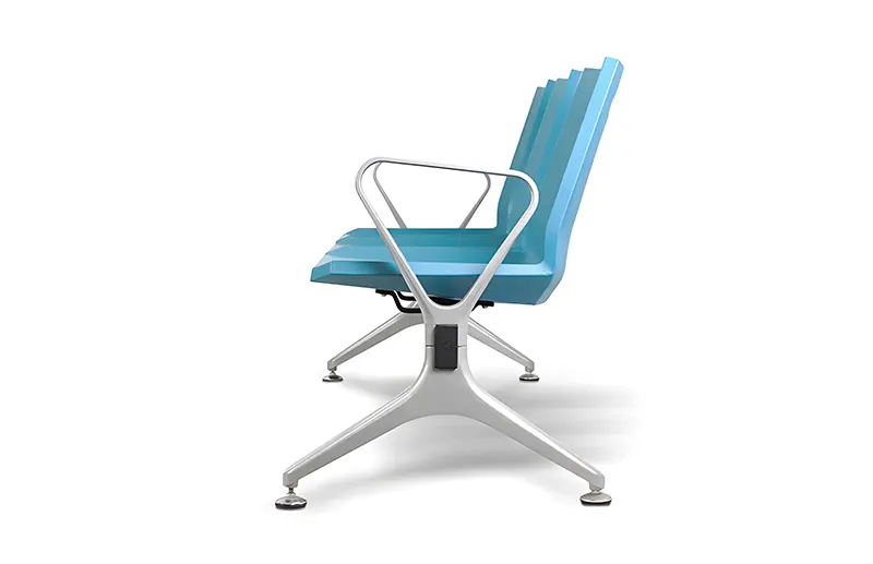 Products Visitor Waiting Chair Fully Die-cast Aluminum Alloy with Nano Sparkle Silver Coating Integrated Pu Foam Molding with Built-in Steel Frame Factory 3