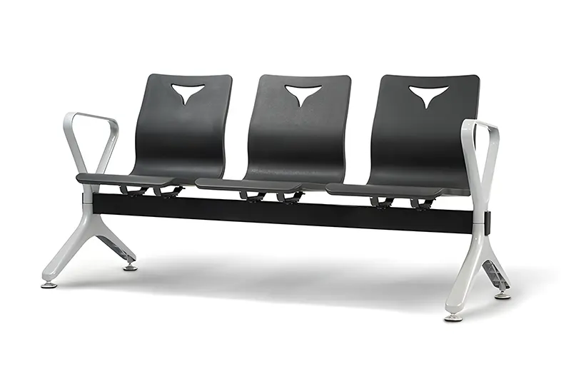 Public Airport Waiting Chair Made of 20x40mm Steel Tube (1.5mm Thickness) with Standard Black Paint Finish Public Waiting Chairs Wholesale - HEWEI 2