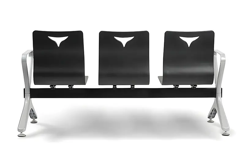 Public Airport Waiting Chair Made of 20x40mm Steel Tube (1.5mm Thickness) with Standard Black Paint Finish Public Waiting Chairs Wholesale - HEWEI 4