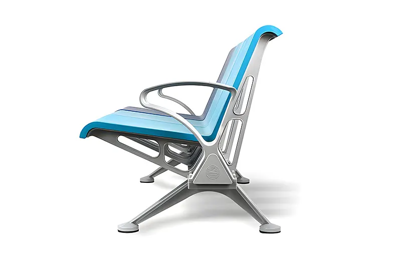 3 Seater Waiting Chair Manufacturer​ Aluminum Alloy Armrest & Legs with Nano Sparkle Silver Paint Finish. Airport Seating Wholesale - HEWEI 3