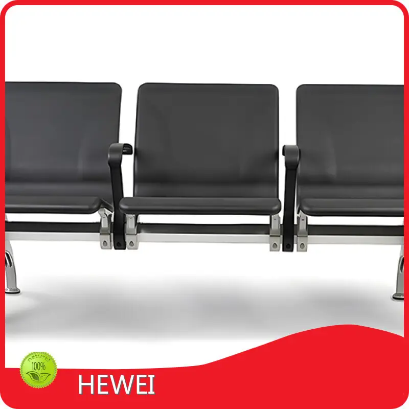 HEWEI Steel Waiting Chair Full Pu-wrapped Armrests with Internal Steel Framework; Aluminum Alloy Legs with Nano Sparkle Silver Coating Supplier 1