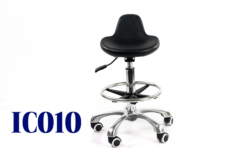 Adjustable Polyurethane Lab Stool With Chrome Foot Ring And Aluminium Foot-Base Anti-Static IC010 1
