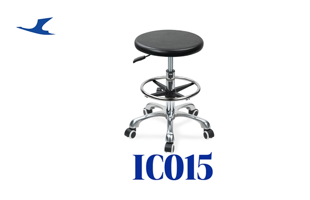 IC015 ESD-Safe PU Lab Stool with Gas Lift & Foot Ring Height Adjustment Aluminum Five-Star Base for Stability for workshop 1