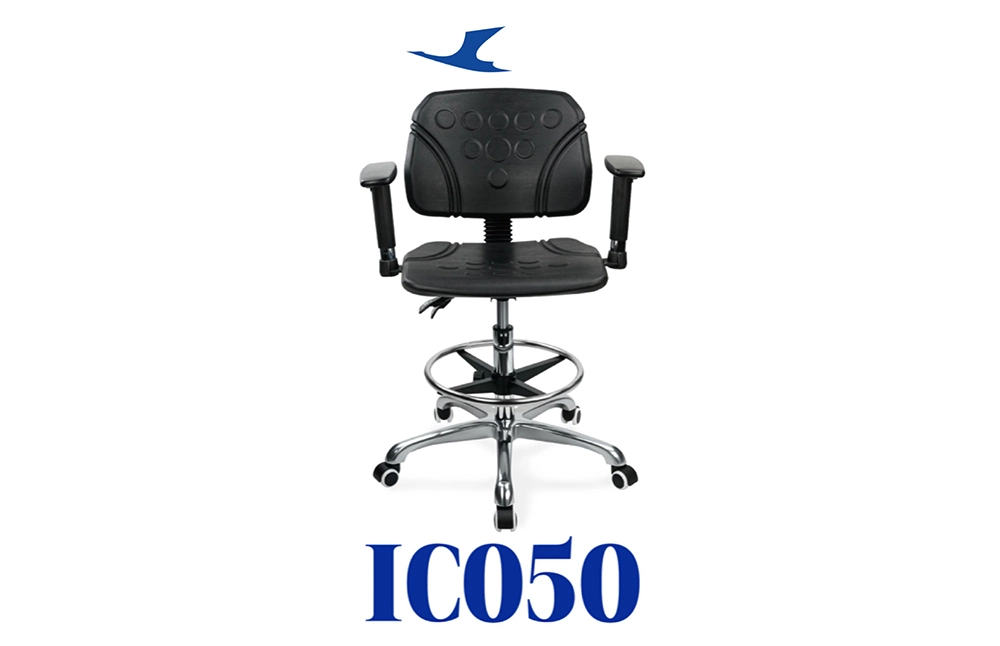 Высокий поворотный стул с подлокотниками регулируемые PU Сиденья IC050 Поясничная опора управление высотой 5-звездочной алюминиевой базы для офиса/лаборатории 1