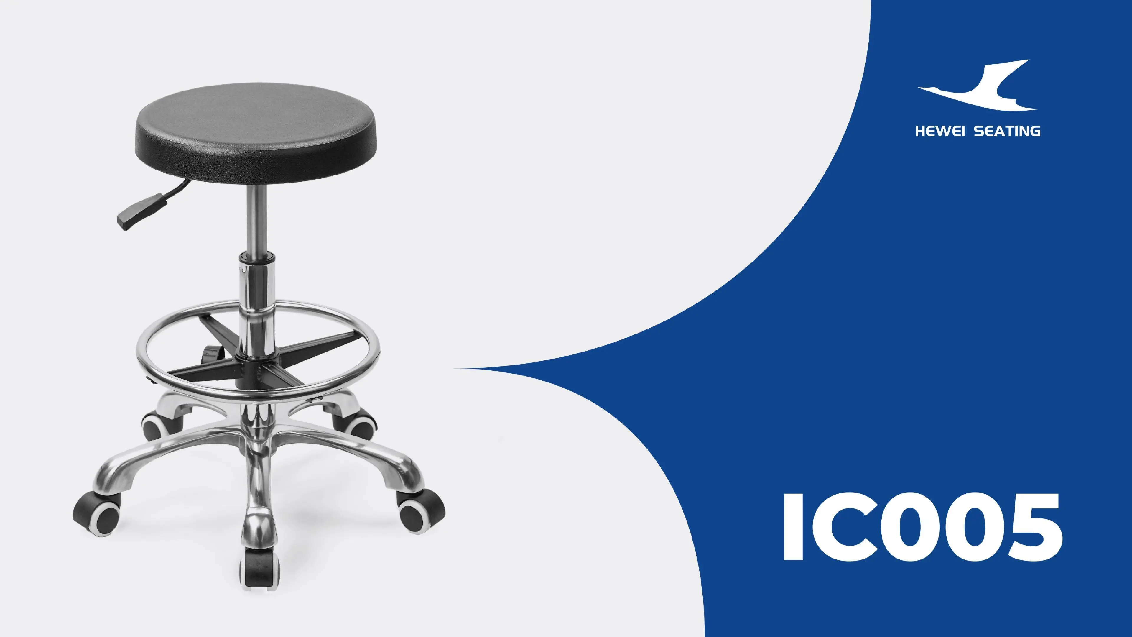 Adjustable Lab Stool Round PU Seat, Nylon 5-Star Base Anti-Static for Cleanroom IC005 1