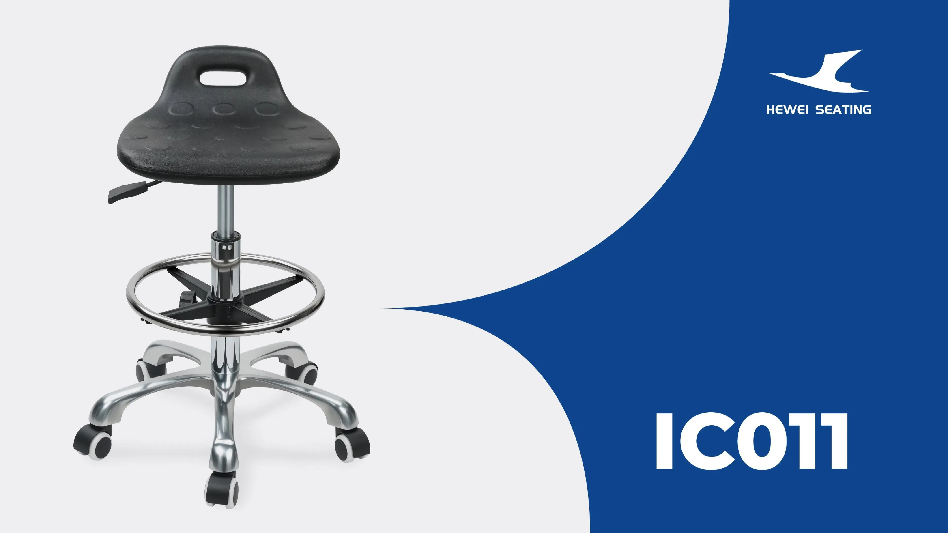 Premium Adjustable Swivel Chair with Handle, Intergal Foam Seat & PU Lab Stool Design Height-Adjustable Foot Ring & Chromed 5-Star Base for Ultimate Comfort 1