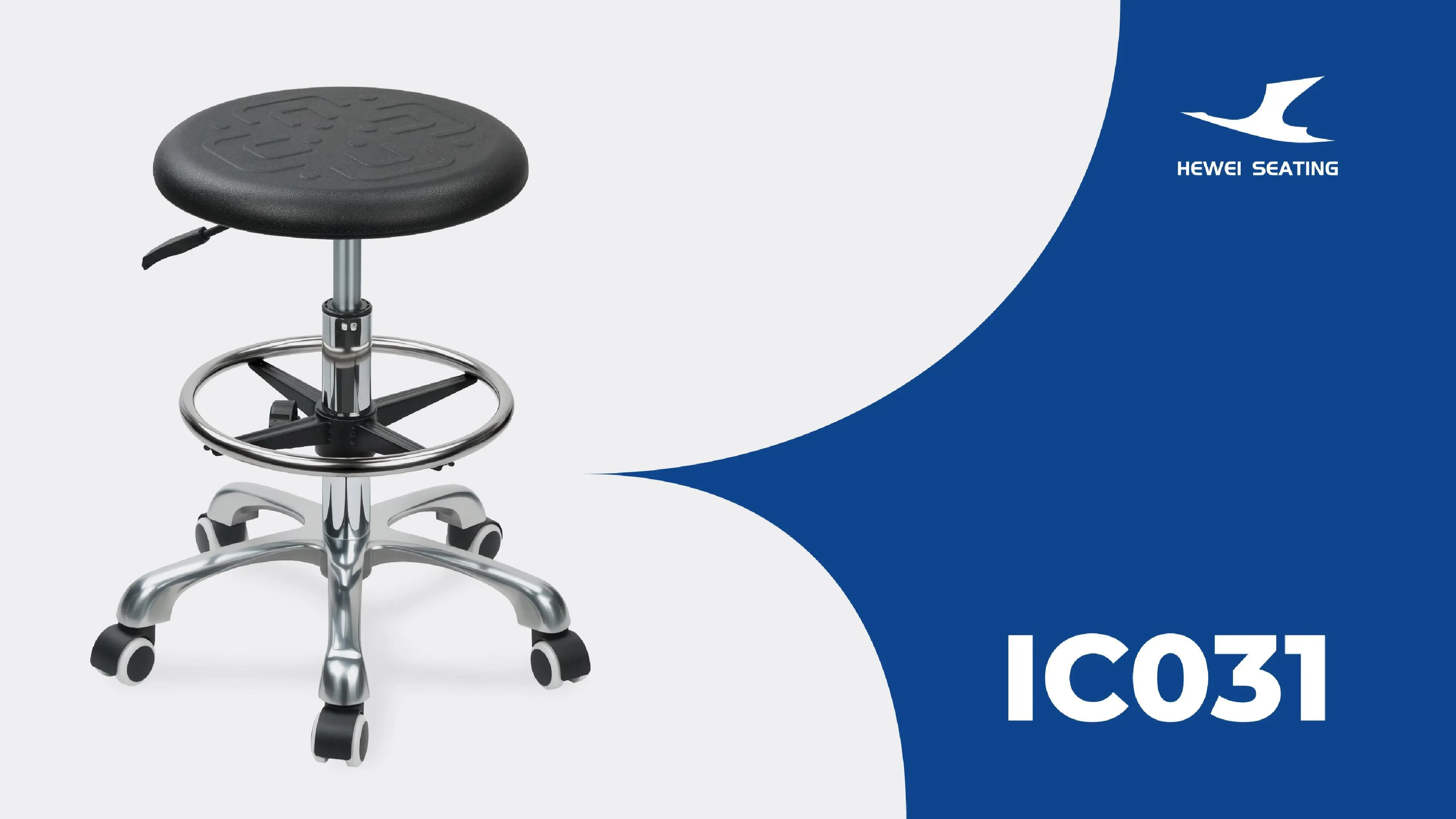 Professional Adjustable Lab Chair Ic031 Dual-Height Control Gas Lift and Foot Ring Non-Slip 5-Star Base for Laboratories & Clinics 1