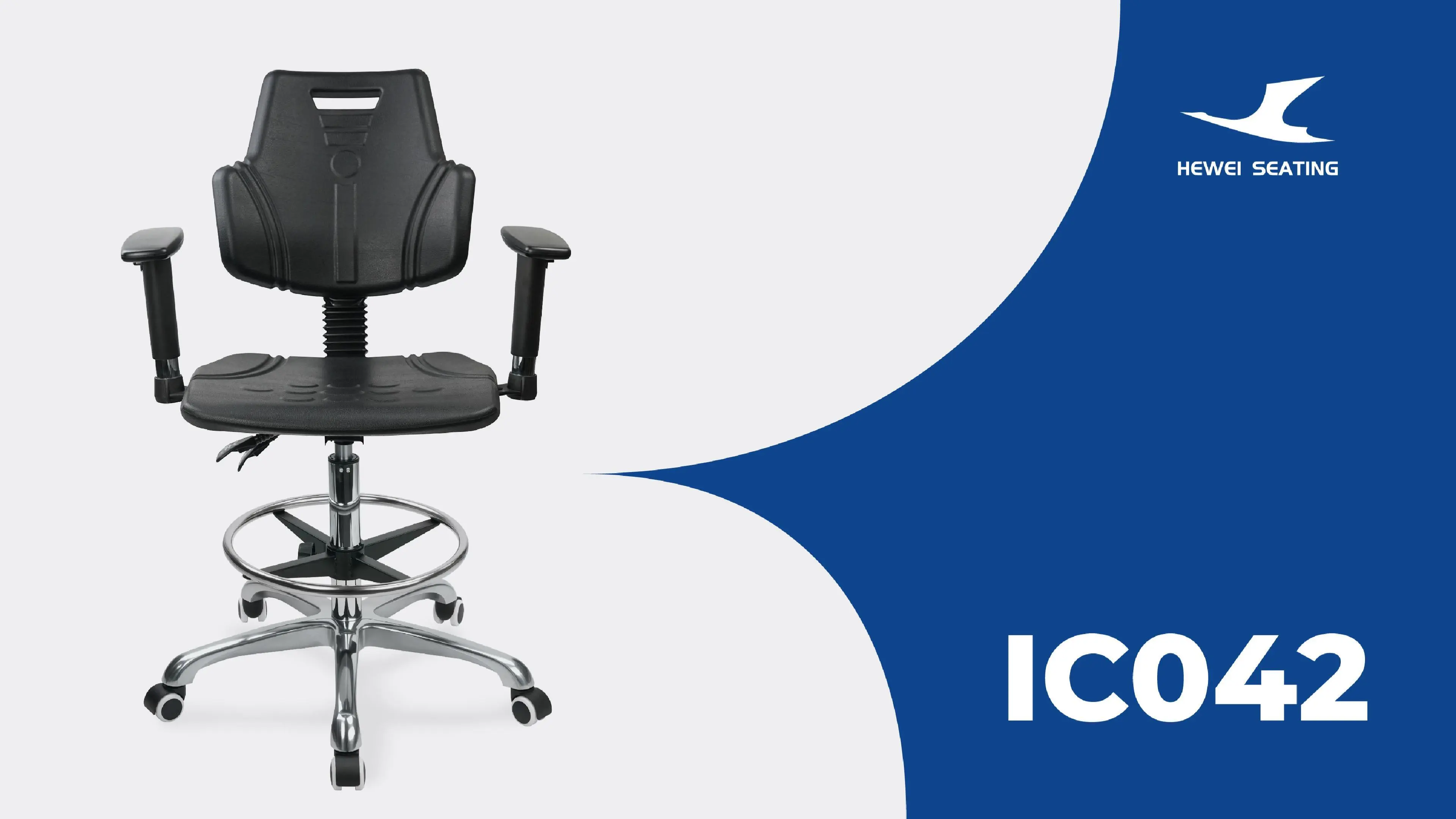 เก้าอี้หมุนตามหลักสรีรศาสตร์ระดับมืออาชีพพร้อมพนักพิงและที่วางแขน PU ที่วางเท้าปรับได้และฐาน 5 ดาวสำหรับห้องปฏิบัติการ 1