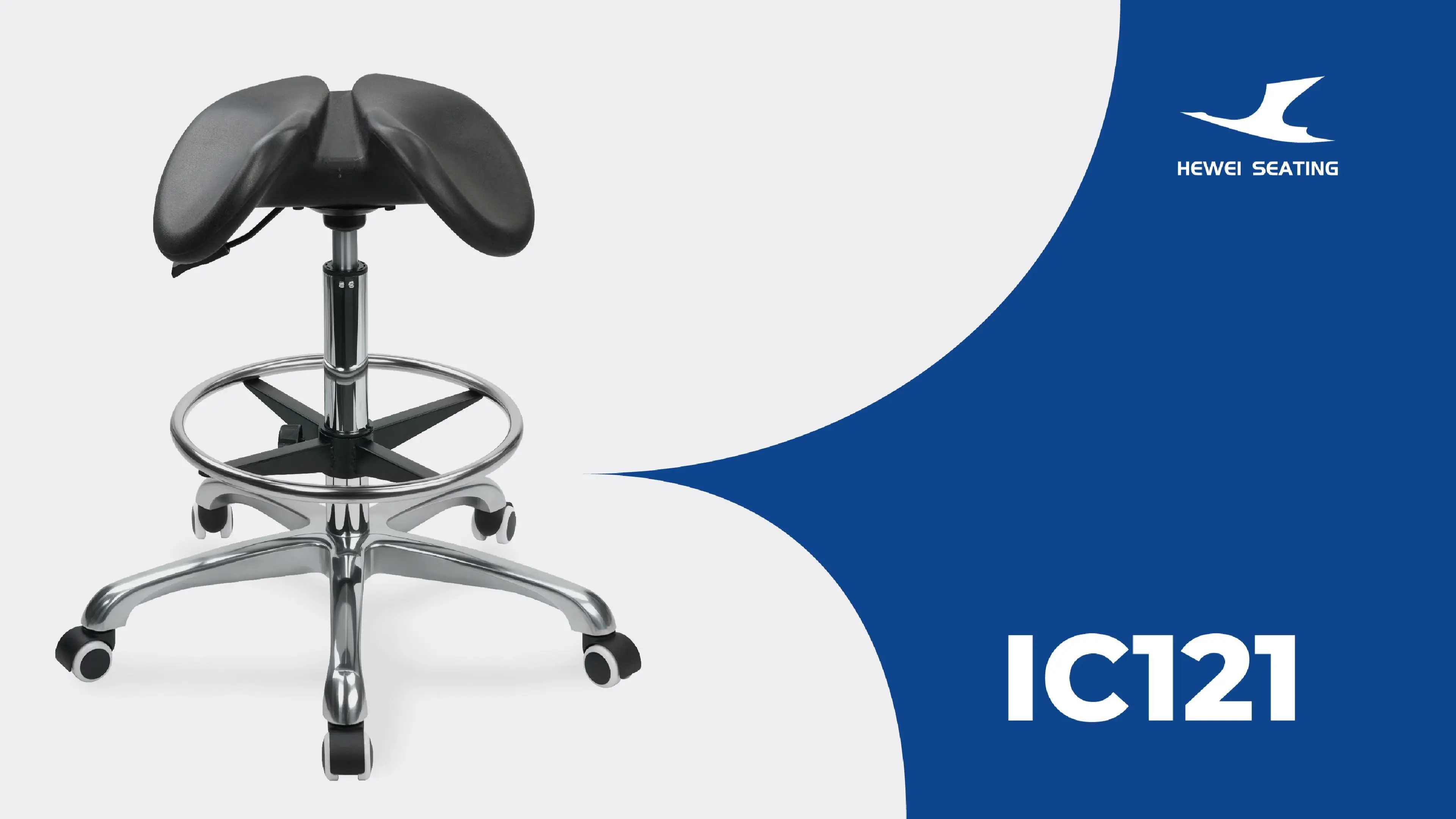 Dental Medical Saddle Stool Ic121 Anatomical PU Seat Aluminum Base for Clinics OEM Available 1