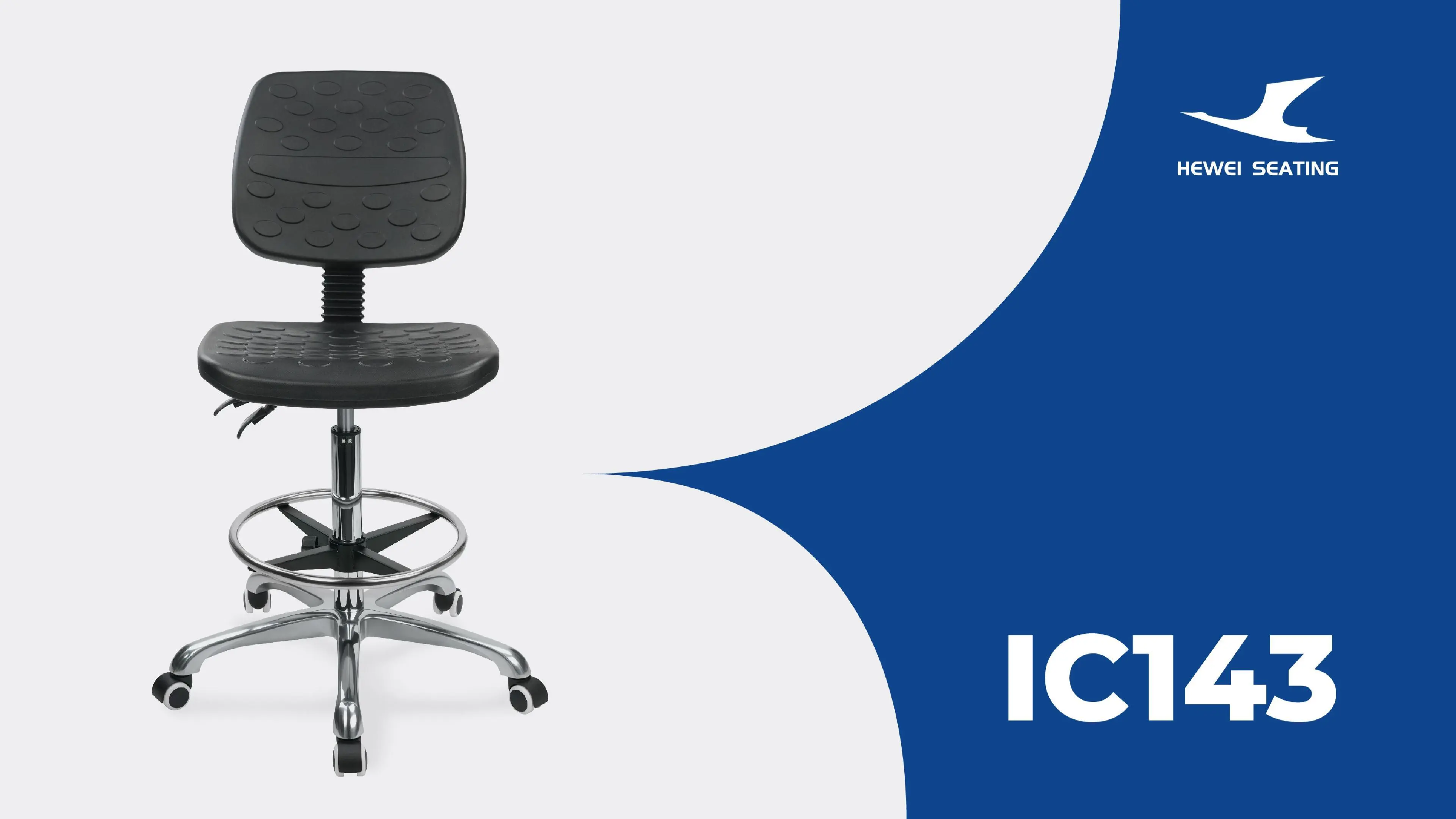 ESD Laboratory Chair Ergonomic PU Backrest Design 5-Star Aluminum Base  For Extended Lab Work 1