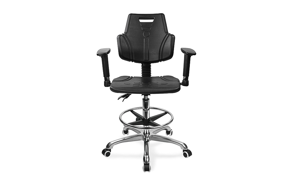 Professional Ergonomic Swivel Chair with PU Backrest & Armrests Adjustable Foot Ring & 5-Star Base for Laboratories 1